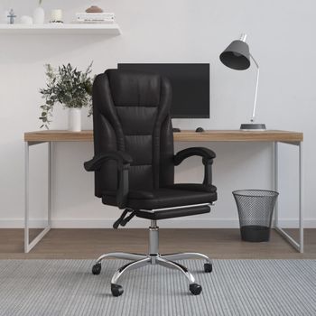 Silla De Oficina Reclinable Cuero Sintético Negro