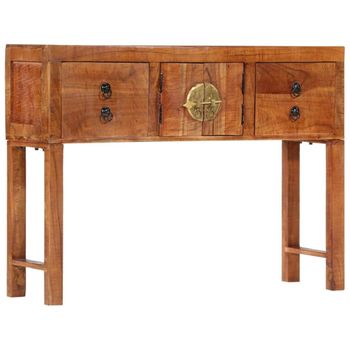 Mesa Consola Madera Maciza De Acacia Rugosa 120x32x80 Cm