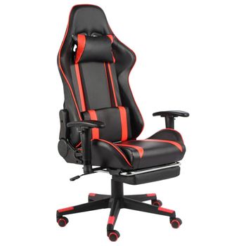 Silla Gaming Giratoria Con Reposapiés Pvc Rojo