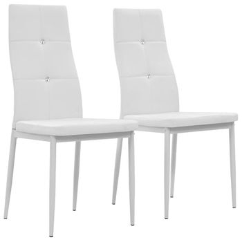 Sillas De Comedor 2 Unidades Cuero Sintético Blanco