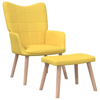 Silla De Relajación Con Reposapiés Tela Amarillo Mostaza