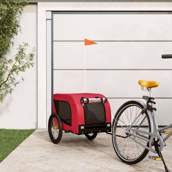 Remolque De Bicicleta Mascotas Hierro Tela Oxford Rojo Negro