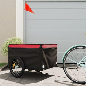 Remolque Para Bicicleta Hierro Negro Y Rojo 45 Kg