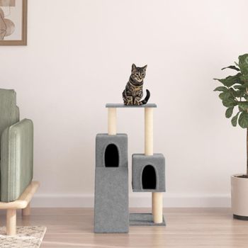 Rascador Para Gatos Con Postes De Sisal Gris Claro 82 Cm