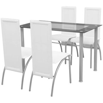 Conjunto De Comedor Cuero Artificial De Cinco Piezas De Color Blanco