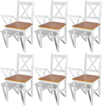 Sillas De Comedor 6 Unidades Madera De Pino Blanco