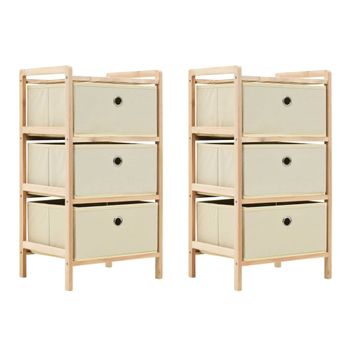 Estantes Con 3 Cestas De Tela 2 Unidades Madera De Cedro Beige