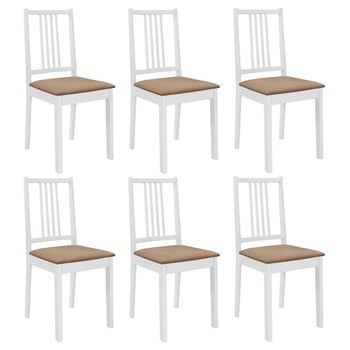 Sillas De Comedor Con Cojines De Madera Maciza Blanca 6 Unidades