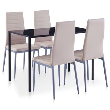 Conjunto De Mesa Y Sillas De Comedor 5 Piezas Color Capuchino