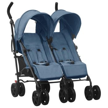 Carrito Para Gemelos De Acero Azul Marino