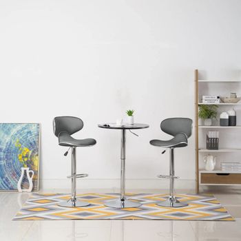 323648 Bar Stools 2 Pcs Grey Faux Leather