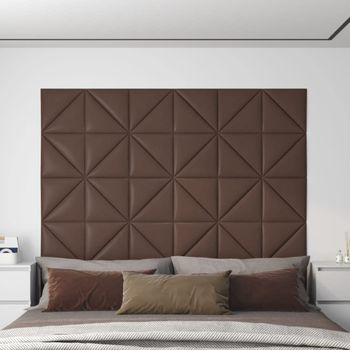 Paneles De Pared 12 Uds Cuero Sintético Marrón 30x30 Cm 0,54 M²