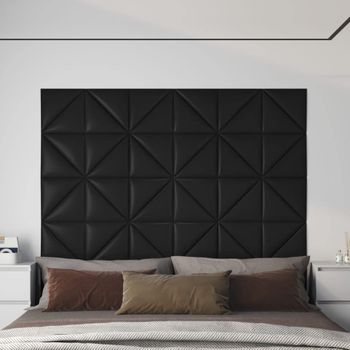 Paneles De Pared 12 Uds Cuero Sintético Negro 30x30 Cm 0,54 M²