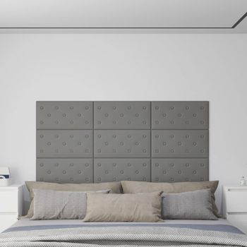 Paneles De Pared 12 Uds Cuero Sintético Gris 60x30 Cm 2,16 M²