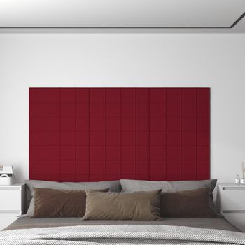 Paneles De Pared 12 Uds Terciopelo Rojo Tinto 60x15 Cm 1,08 M²