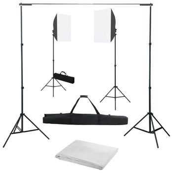 Kit De Estudio Fotográfico Con Luces Softbox Y Fondo