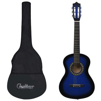 Guitarra Clásica Principiante Y Niño Con Funda Azul 1/2 34"