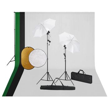 Kit De Estudio Fotográfico Con Lámparas, Fondo Y Reflector