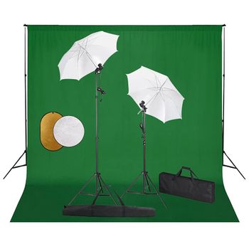 Kit Estudio Fotográfico Lámparas Sombrillas Fondo Y Reflector