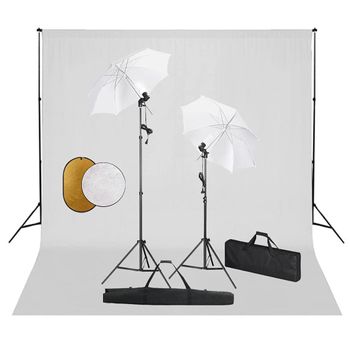 Kit Estudio Fotográfico Lámparas Sombrillas Fondo Y Reflector