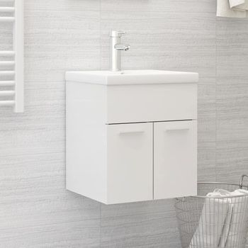 Mueble Con Lavabo Aglomerado Blanco Brillante