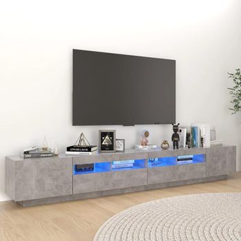 Mueble Para Tv Con Luces Led Gris Hormigón 260x35x40 Cm