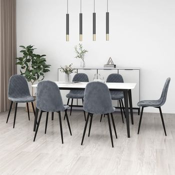 Sillas De Comedor 6 Unidades Terciopelo Gris Oscuro