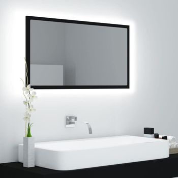 Espejo Baño Led Negro Acrílico 80x8,5x37 Cm