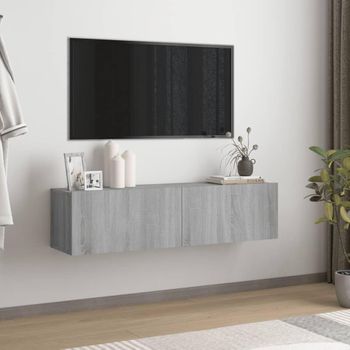 Mueble Pared Tv Madera Contrachapada Gris Sonoma 120x30x30 Cm