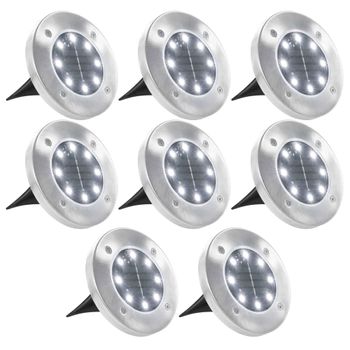 Lámparas Solares De Suelo 8 Unidades Luces Led Blanco