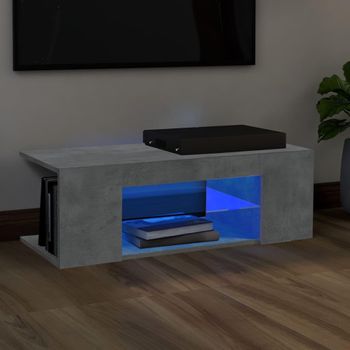 Mueble De Tv Con Luces Led Gris Hormigón 90x39x30 Cm