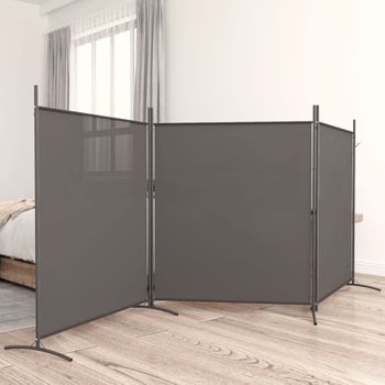 Biombo Divisor De 3 Paneles De Tela Gris Antracita 525x180 Cm