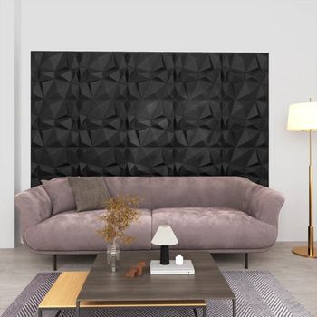 Paneles De Pared 3d 24 Unidades Negro Diamante 6 M² 50x50 Cm