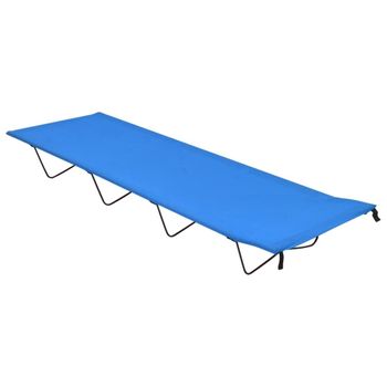 Cama De Camping Tela Oxford Y Acero Azul 180x60x19 Cm