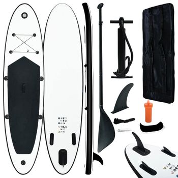 Juego De Tabla De Paddle Surf Inflable Negro Y Blanco