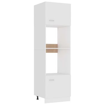 Armario De Microondas Madera Contrachapada Blanco 60x57x207 Cm