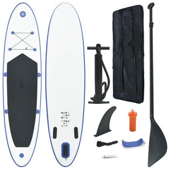 Juego De Tabla De Paddle Surf Hinchable Azul Y Blanco