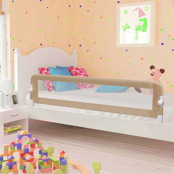 Barandilla De Seguridad Cama De Niño Poliéster Taupe 180x42 Cm