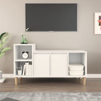 Mueble Para Tv Madera Contrachapada Blanco 100x35x55 Cm