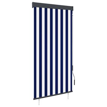 Estor Enrollable De Exterior Azul Y Blanco 80x250 Cm