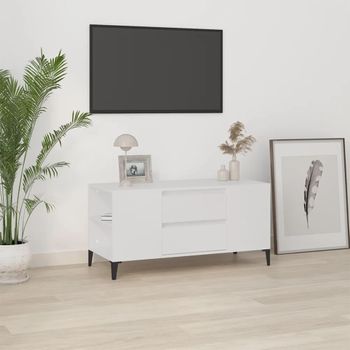 Mueble Para Tv Madera Contrachapada Blanco 102x44,5x50 Cm