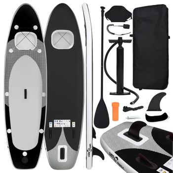 Juego De Tabla Paddle Surf Inflable Negra 360x81x10 Cm