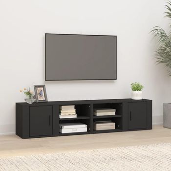 Muebles Para Tv 2 Uds Madera Contrachapada Negro 80x31,5x36 Cm