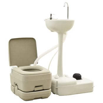 Set De Inodoro 10+10l Y Lavabo Portátil De Camping 20l Gris