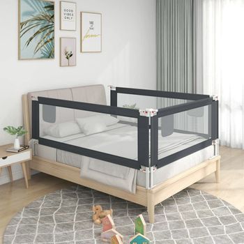 Barandilla De Seguridad Cama De Niño Gris Oscuro Tela 180x25 Cm