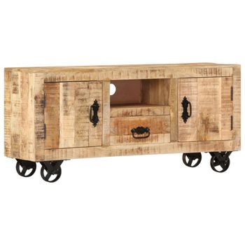 Mueble De Tv Madera De Mango Rugosa 110x30x50 Cm