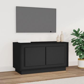 Mueble Para Tv Madera Contrachapada Negro 80x35x45 Cm