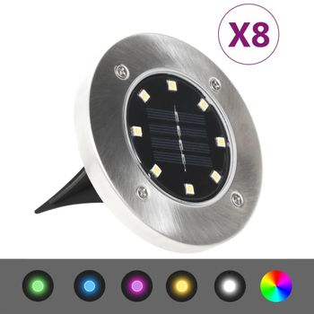 Lámparas Solares De Suelo 8 Unidades Luces Led Color Rgb