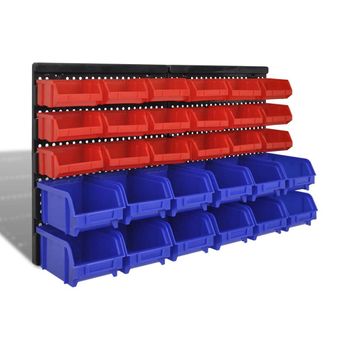 Cajas De Almacenaje De Garaje De Pared 30 Pzas Azul Y Rojo