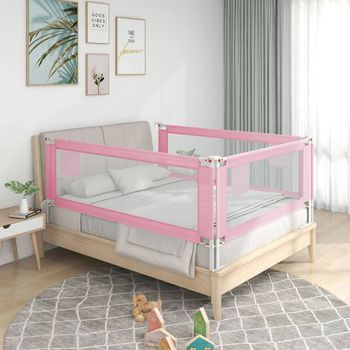 Barandilla De Seguridad Cama De Niño Rosa Tela 180x25 Cm